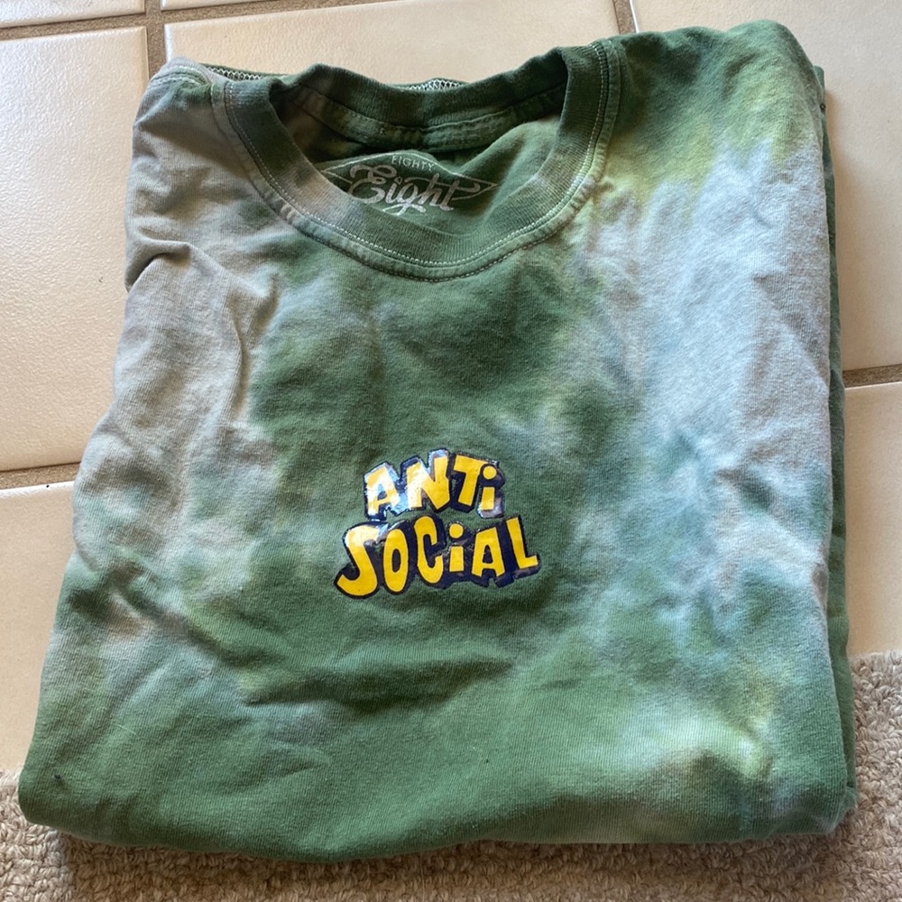 marble green and white anti social t-shirt